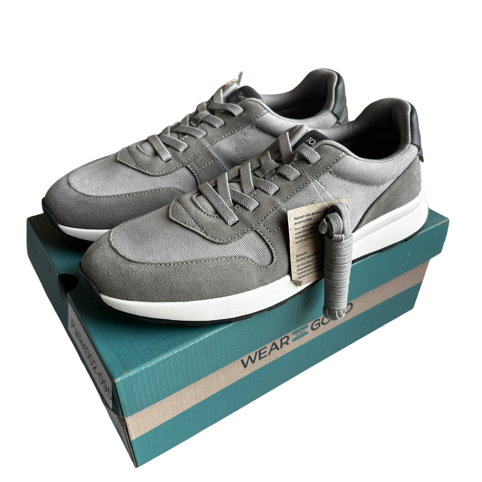 Toms Travel Lite Retro Sneakers Grey Suede Twill Mens Size 10.5