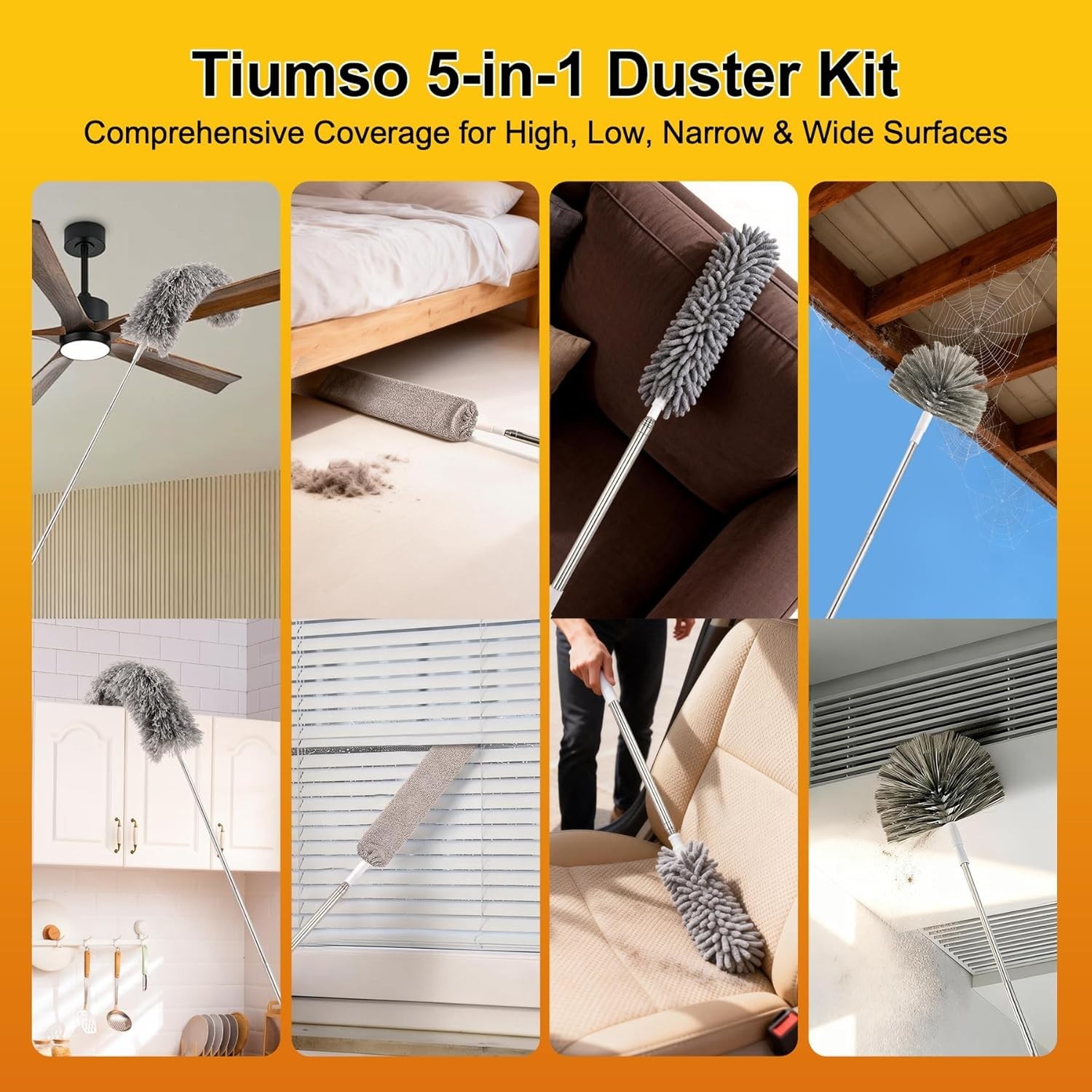 Microfiber Duster Kit for High Ceilings – 100'' Extendable Convenience