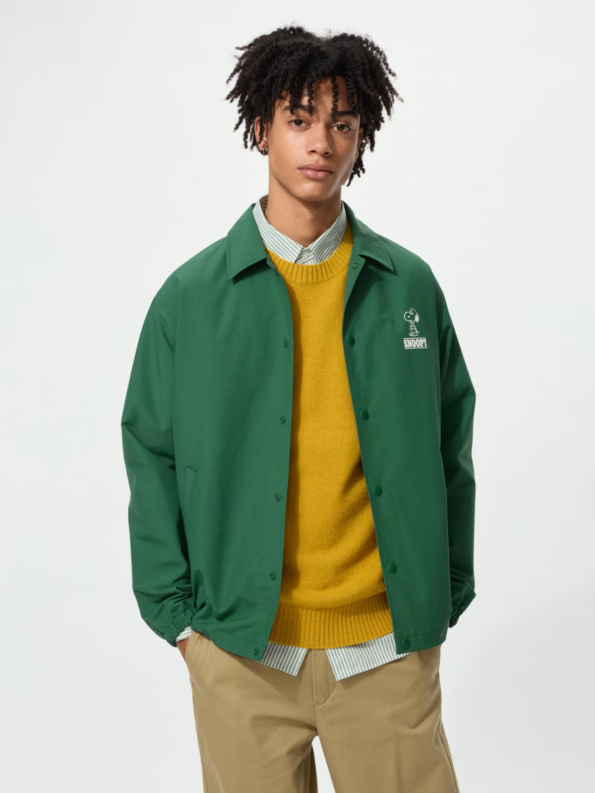 UNIQLO Snoopy Coach Jacket Peanuts Green Japan Rare Unisex Streetwear