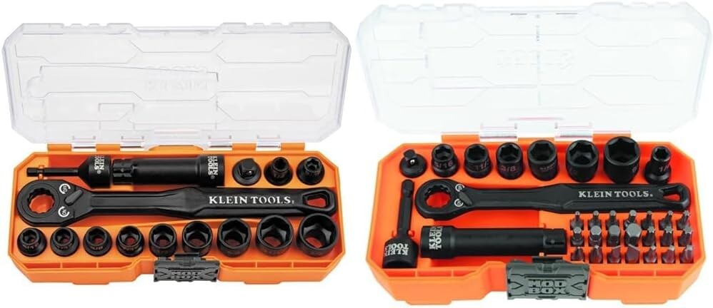 Klein Tools 65400 15-Piece and 65300 32-Piece Pass Through Socket Sets with MODb
