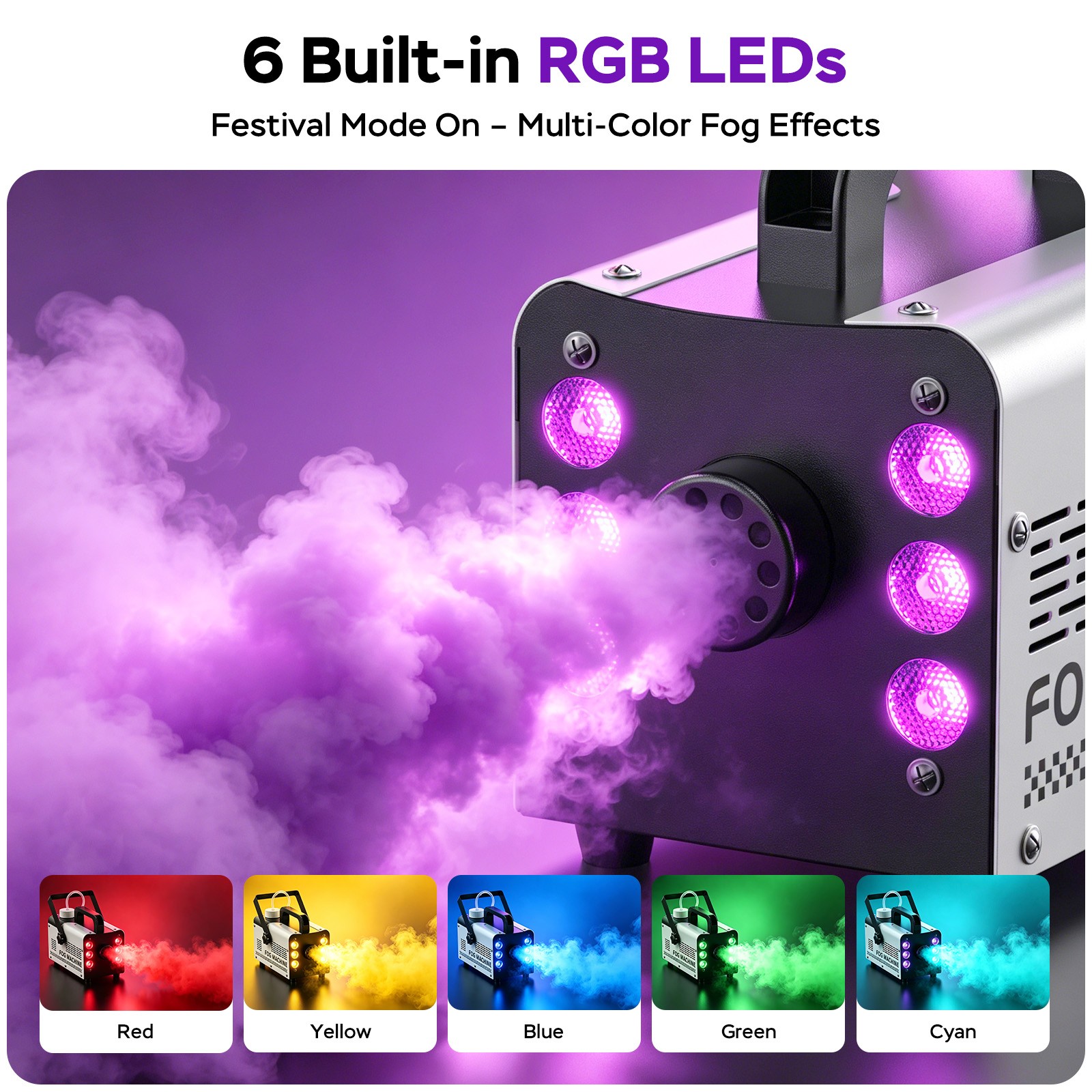 Smoke Machine 600W RGB Fog Machine Stage DJ Party Wedding Wireless W/Remote