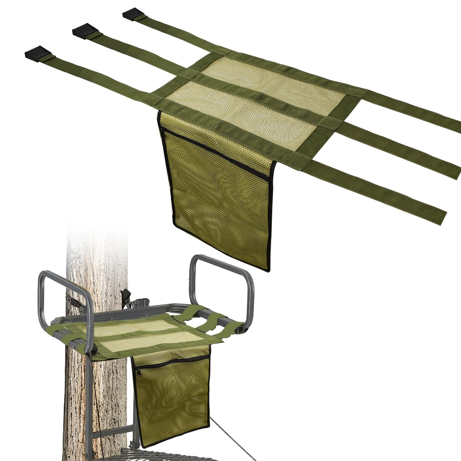 Universal Replacement Tree Stand Seat with Pocket, 16x12 Inch, Adjustable Strap