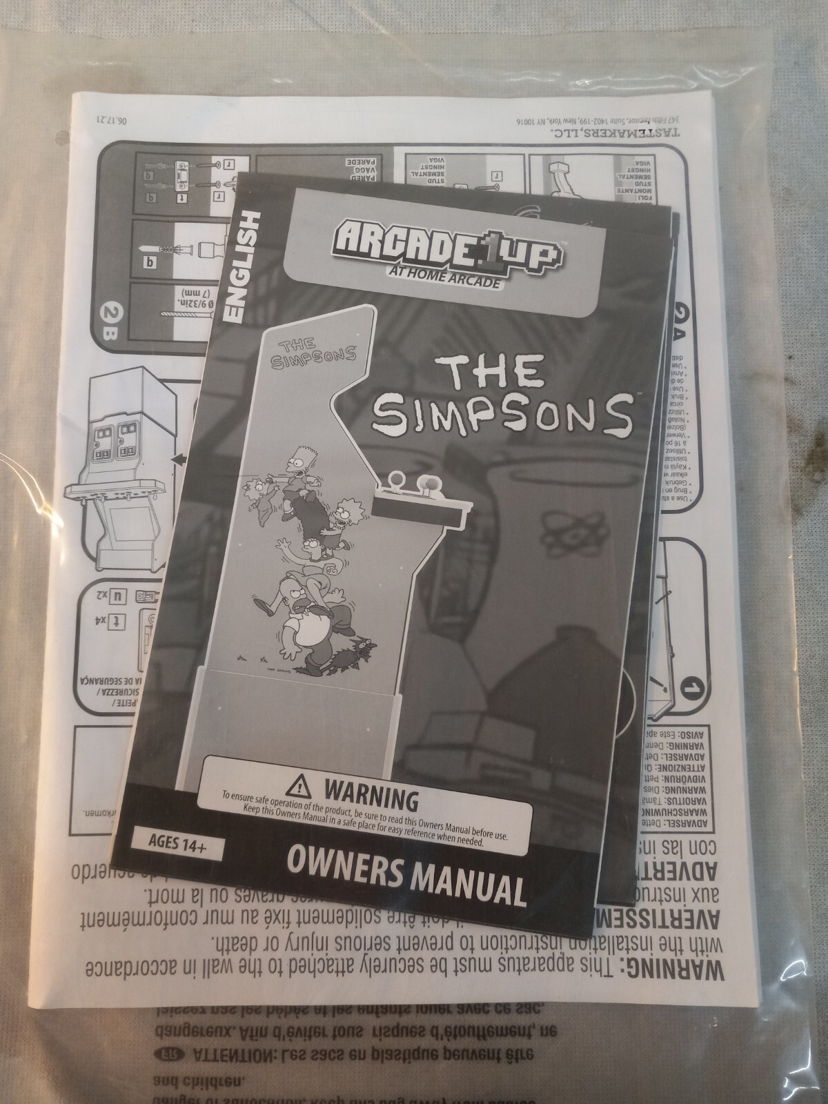 Arcade 1up - THE SIMPSONS - Arcade Game MANUAL