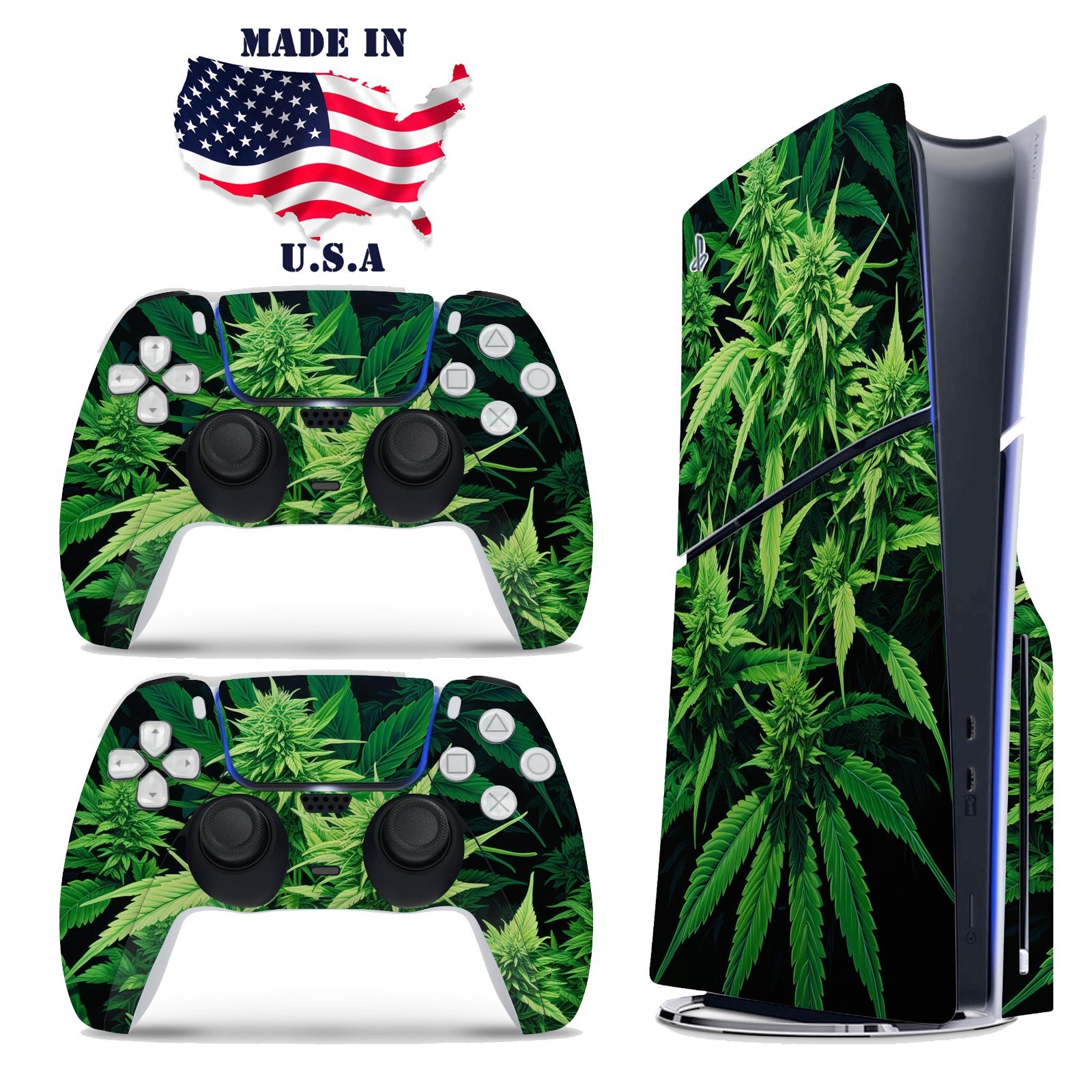 Cannabis Leaf PS5 Console & Controller Vinyl Skin Wrap Decal Set