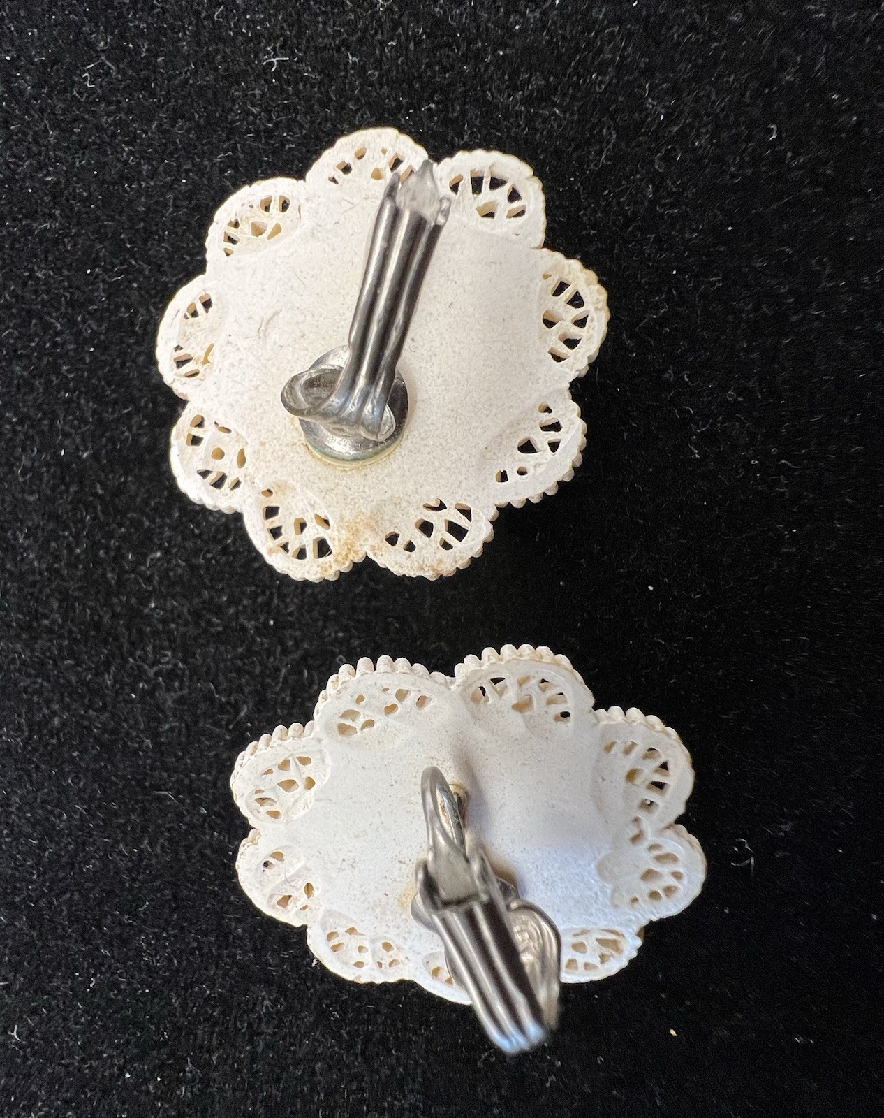 Lace Style With Rose Pattern Clip On Earrings