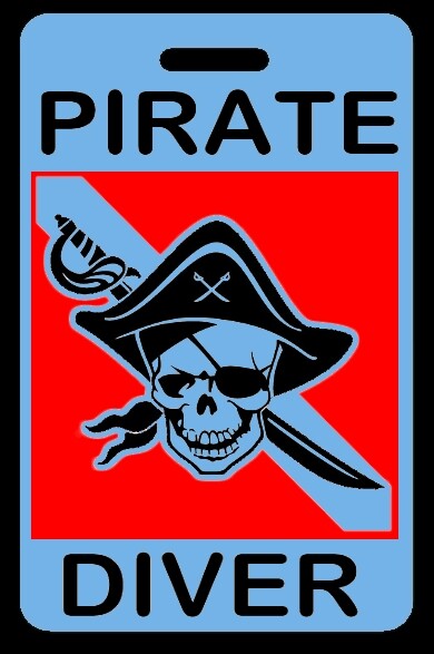 Sky Blue PIRATE DIVER SCUBA Diving Luggage/Gear Bag Tag - New