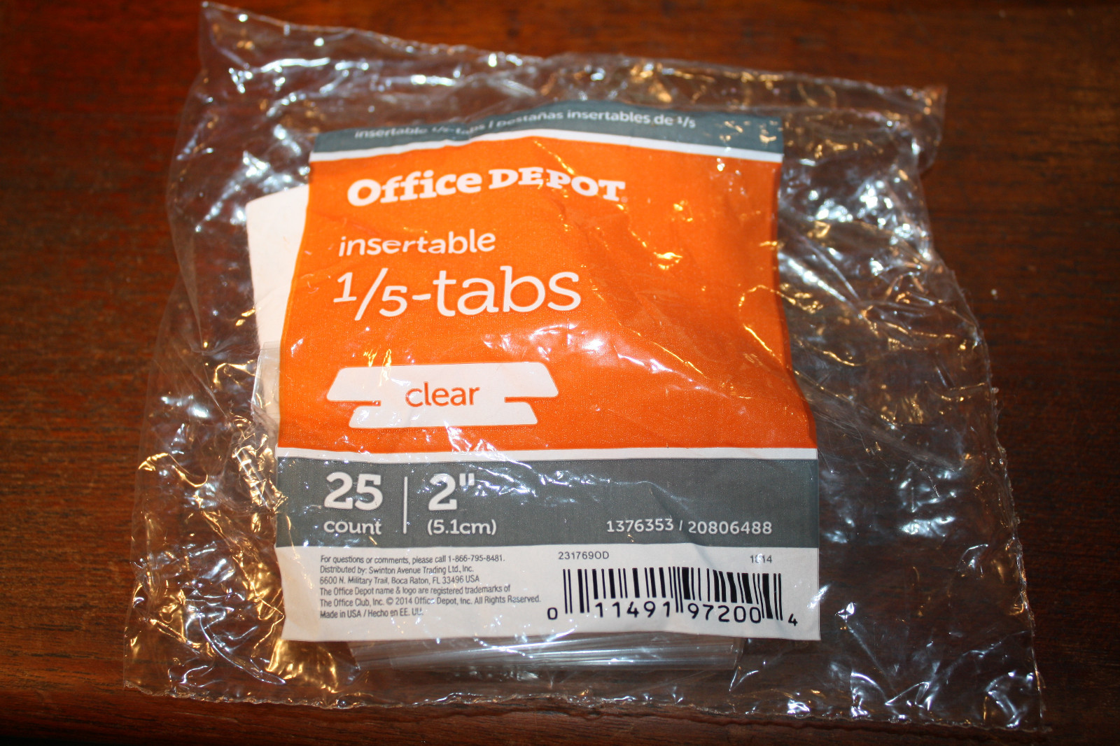 Office Depot Insertable Plastic Tabs, 1/5 Tab, 2 Inch, Clear Tab, 25/Pack