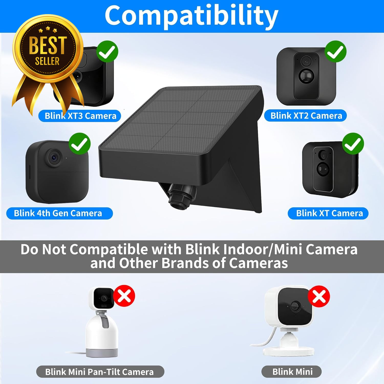 Solar Panel for Blink Outdoor 4 XT3 XT2 Camera 3300mAh 2 Pack