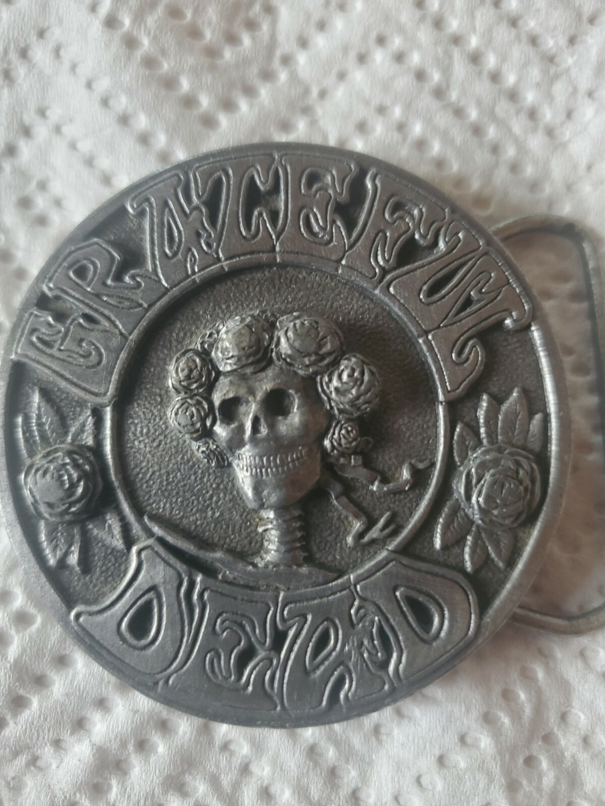 GRATEFUL DEAD 'Bertha' Skull & Roses' L-200 1978 KELLEY & MOUSE BELT BUCKLE