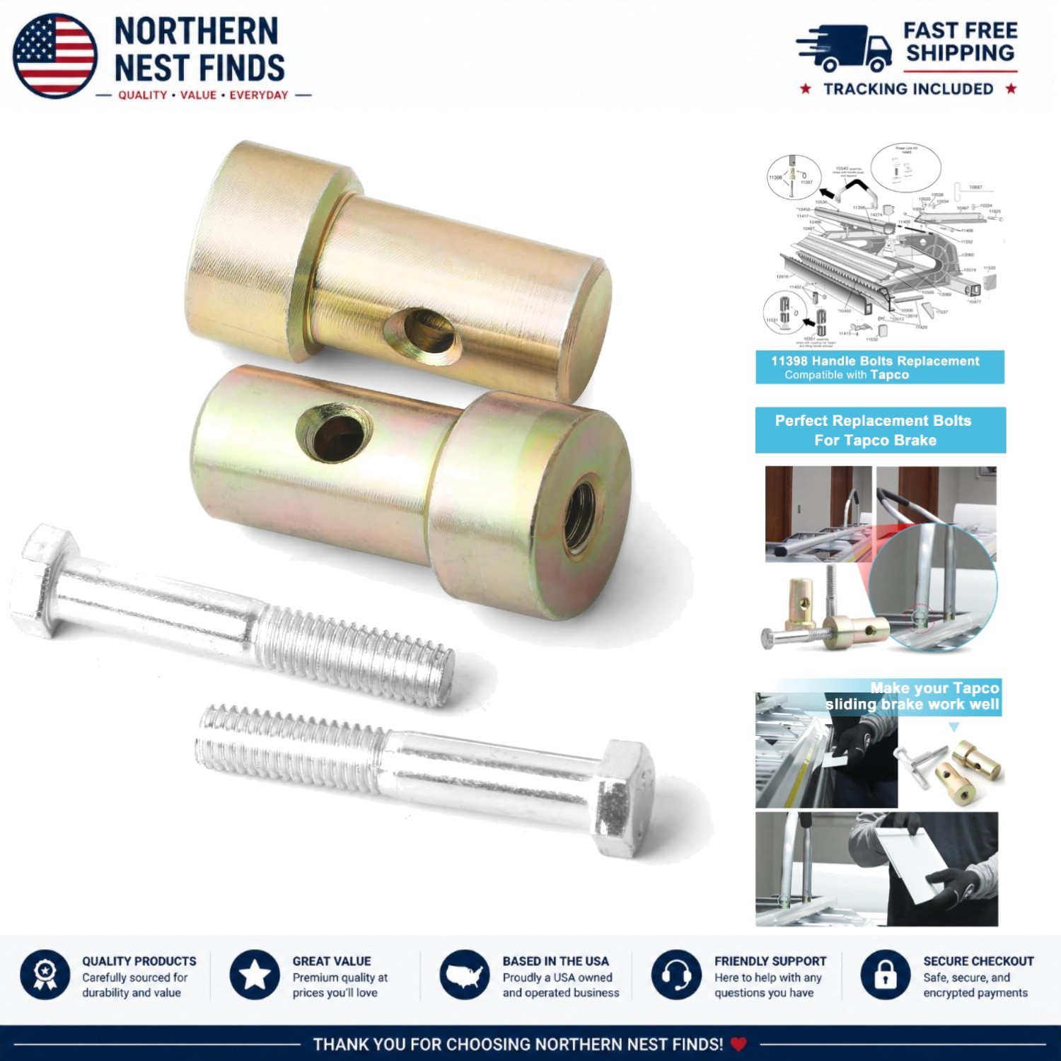 Effortless Tapco Brake Repair Plug Kit - Quality Stainless Steel Bolts Included