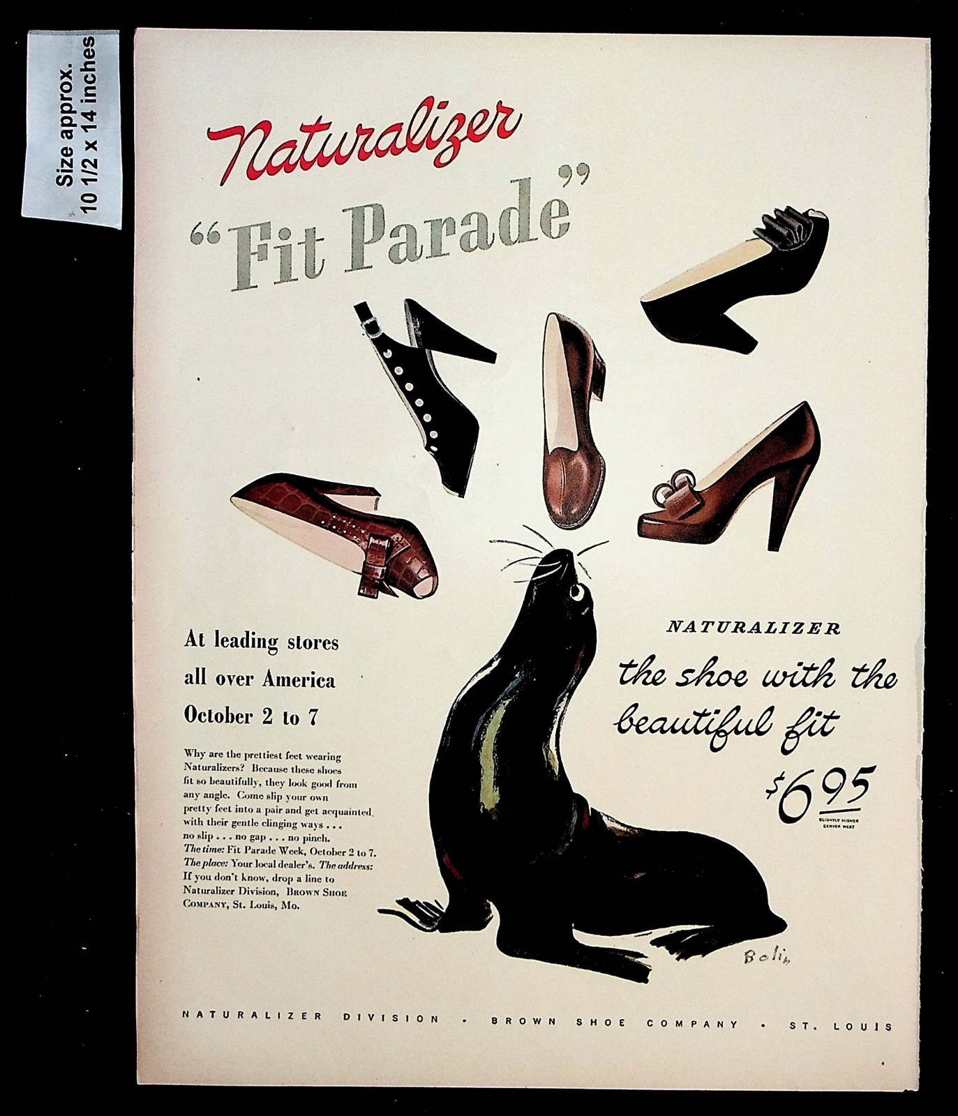 1944 Naturalizer Seal Shoes Women Heels Fashion Clothing Vintage Print Ad 35394