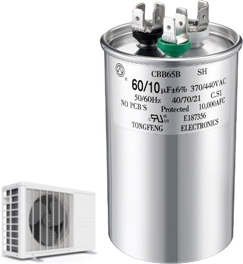 60 +10 uF6 370/440V CBB65 Dual Run Round Capacitor AC Moto Style: 60 +10 Uf±6%