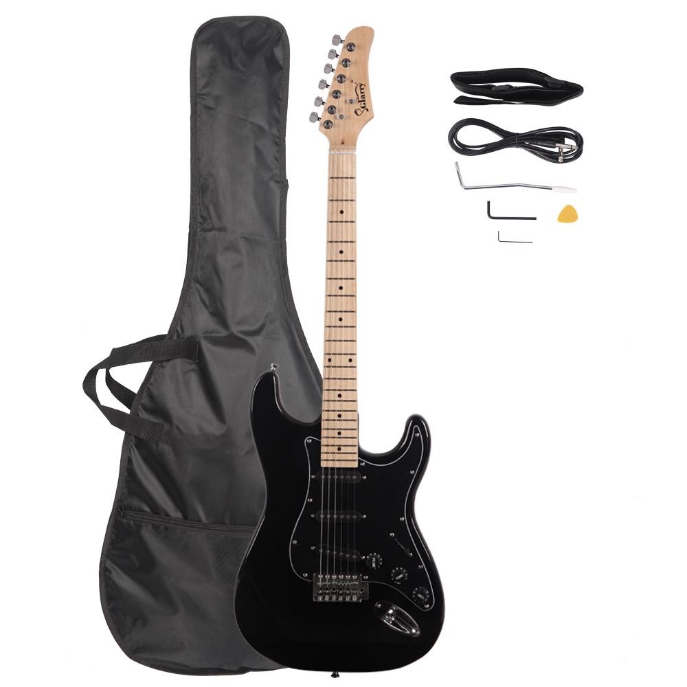 Glarry GST  Basswood Electric Guitar Kit 6 String for Beginner W/Bag Black