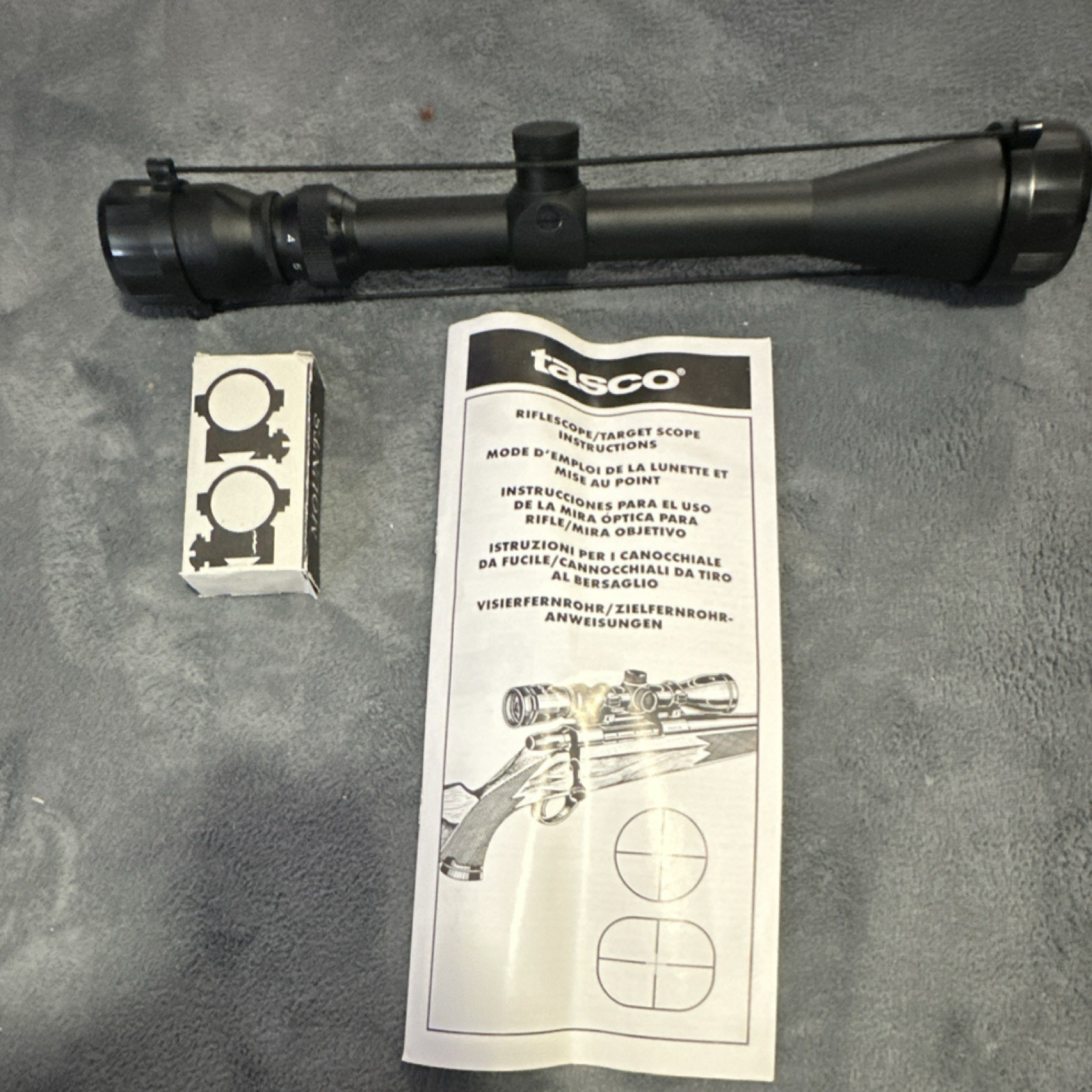 Tasco SPL412X42R 4x-12x42mm Riflescope for Rifle w/Lens Covers & Mount Rings