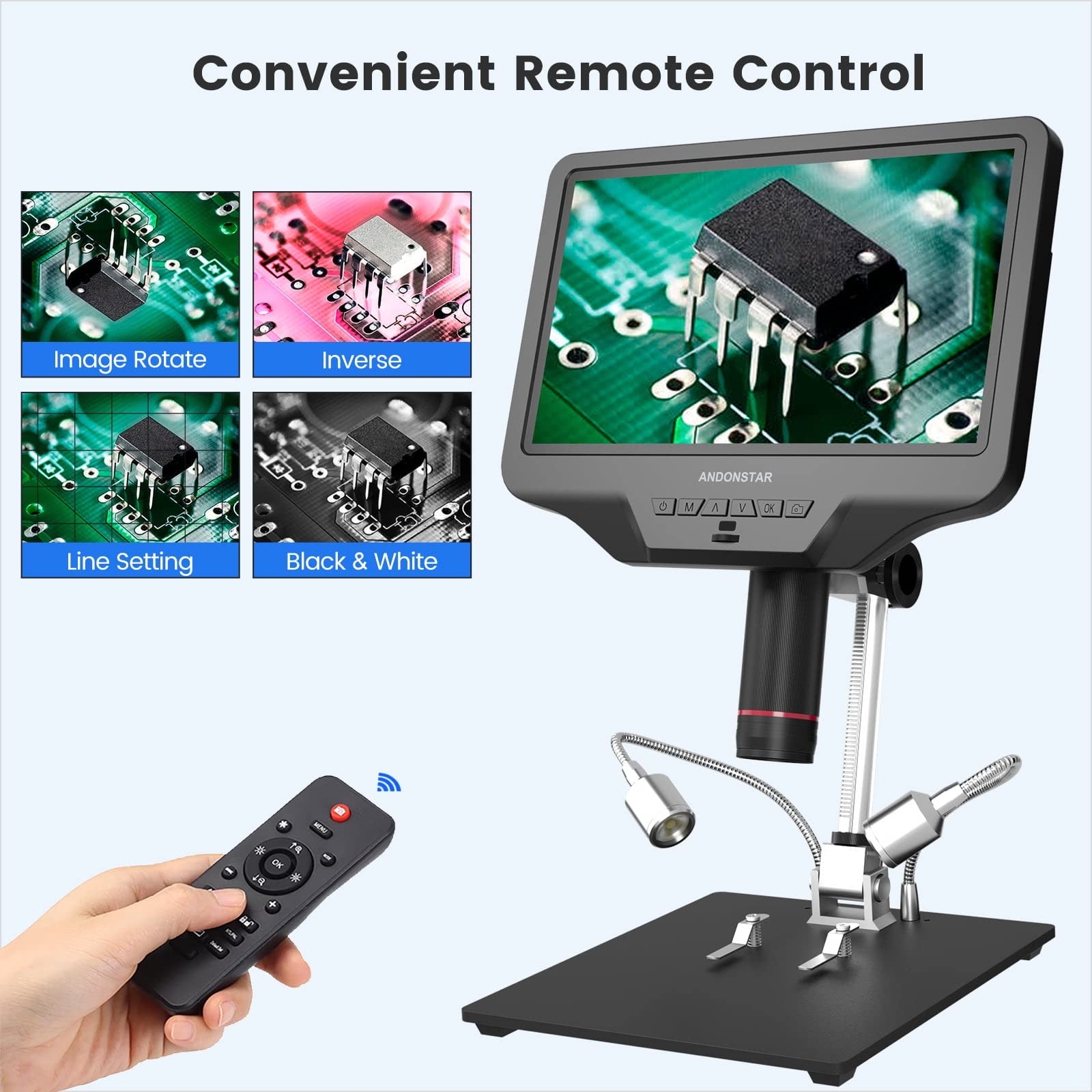 AD409 HDMI Digital Microscope, 10.1 inch LCD Screen Soldering Microscope, 300...