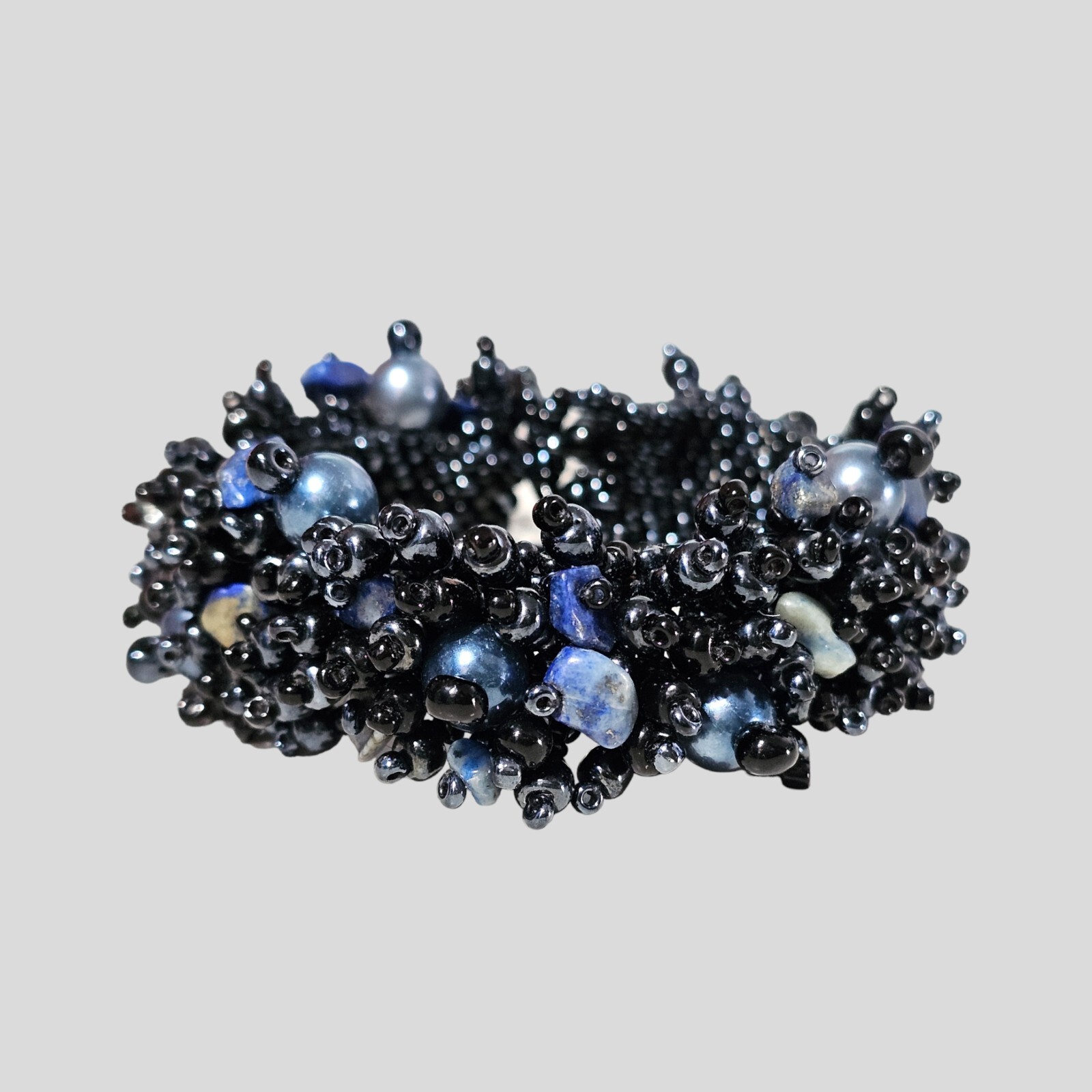 Seed Bead Gemstone Beaded Bracelet Adjustable 7-8 Inches
