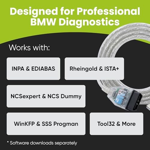 K DCAN Bimmercode USB OBD2 Cable for BMW Coding | ISTA+ INPA Rheingold OBD |