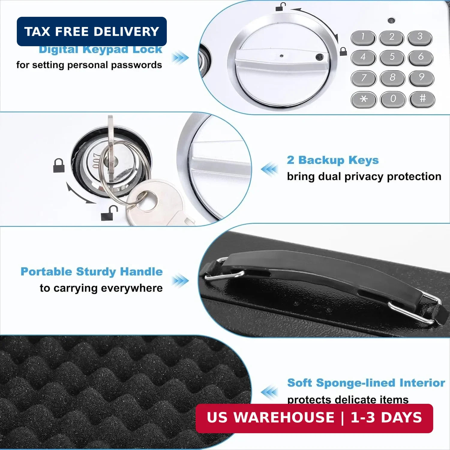 Safe Box with Digital Keypad Lock, Lock Box with Code for Personal Item