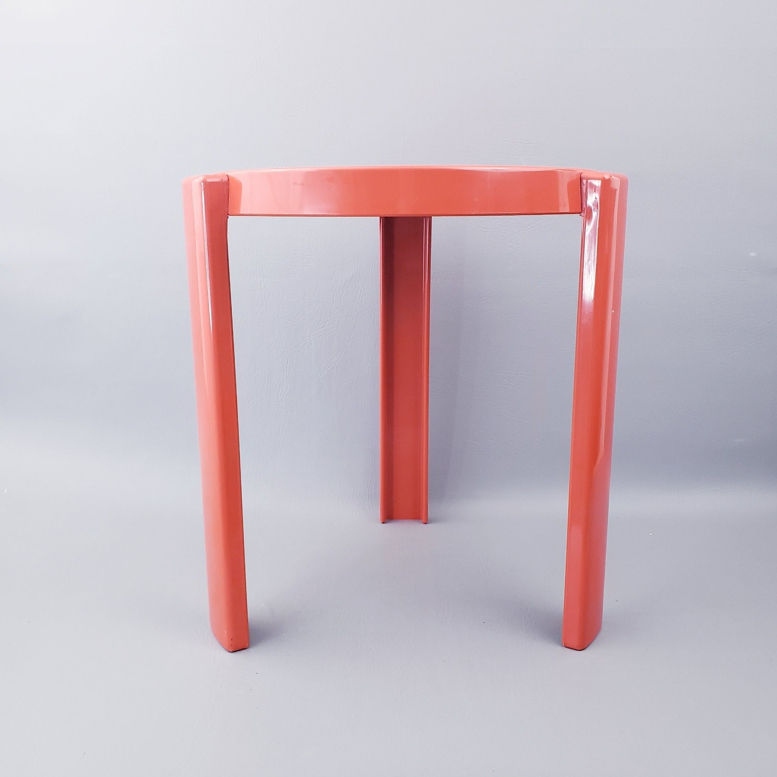 Vintage 1970s Orange Mod Three-Leg Plastic Side Table Space Age