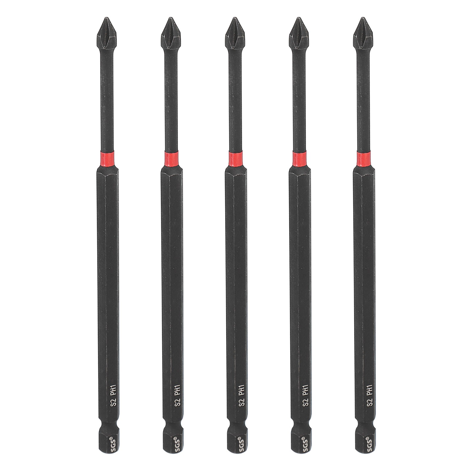 5 Pcs PH1 Phillips Impact Screwdriver Bit 1/4" Hex Shank 6" Long for Repairing