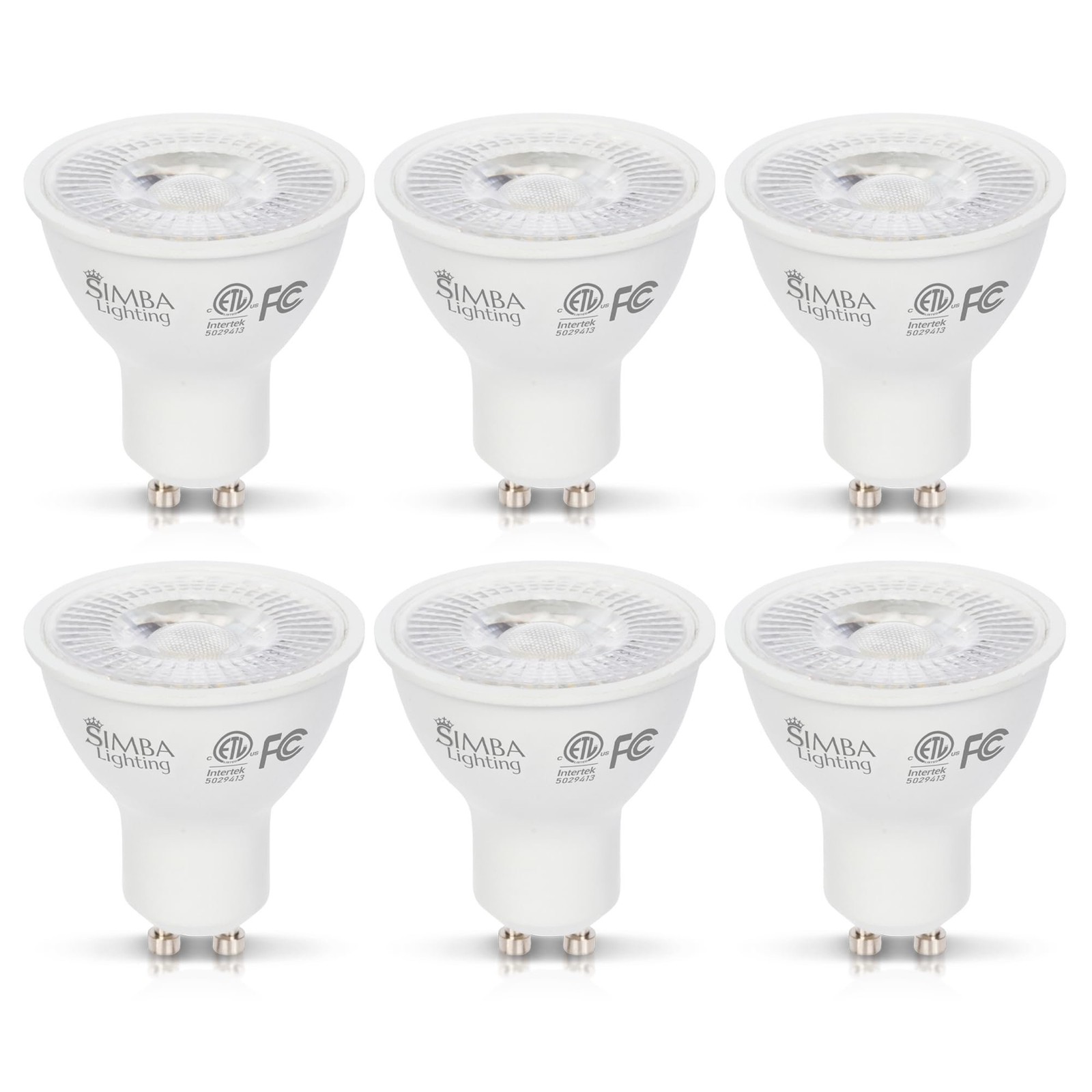 [6 Pack] Simba Lighting® LED GU10 ETL 5W Non-Dimmable 50W Replacement Bulb 2700K