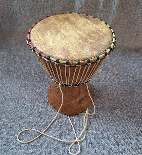 Authentic Handmade Ghanaian Djembe Drum With Beautiful Hand Carvings.17cm