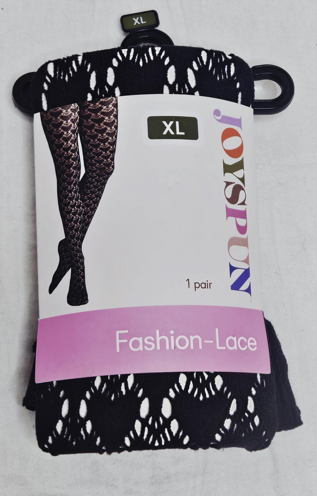 Joyspun Women’s Fashion Lace Fishnet Tights Heart Pattern Black XL 2XL or 3XL
