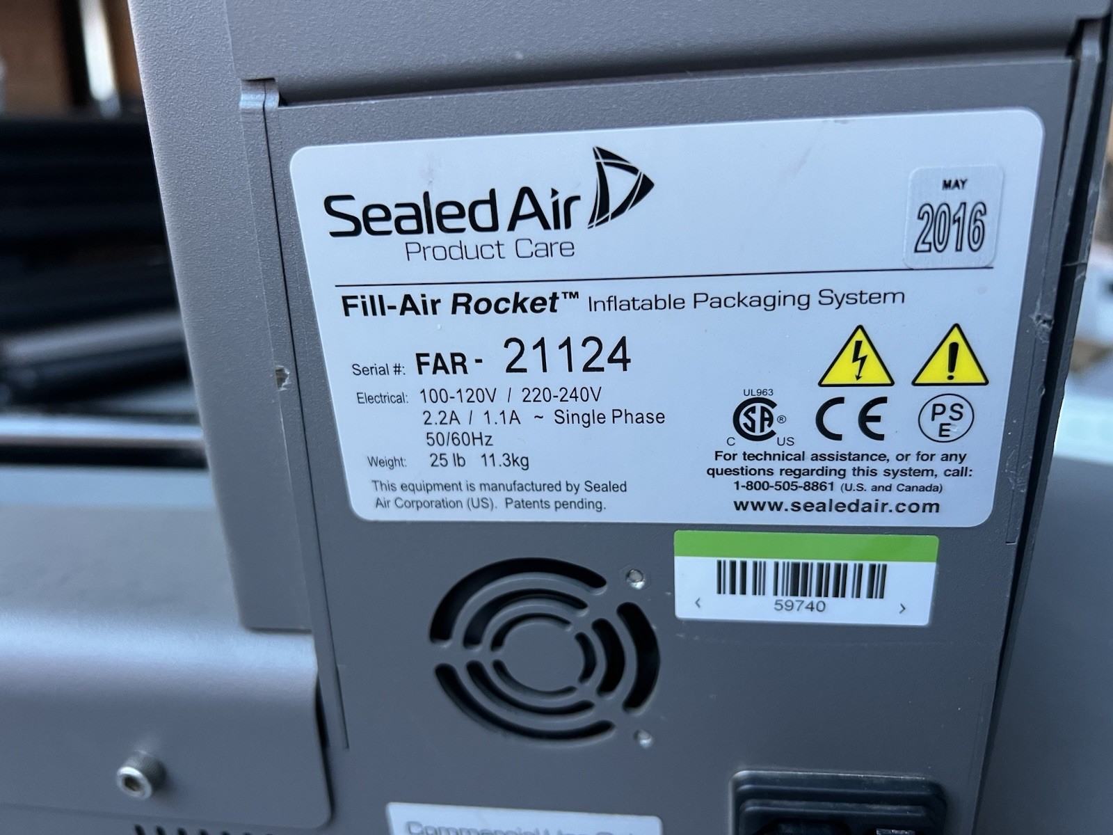Sealed Air 21124 FILL-AIR ROCKET Inflatable Packaging System