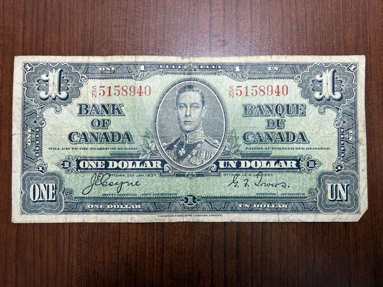 1937 Canada 1 Dollar George VI P#58 SPC1878