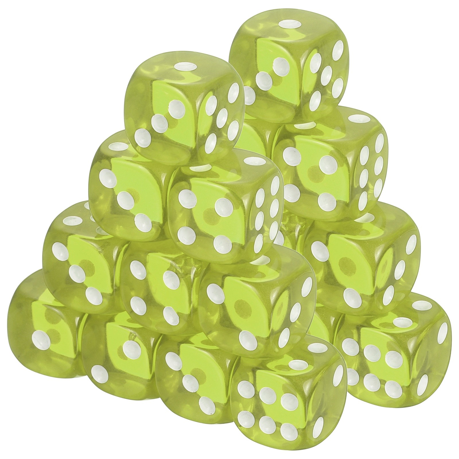 50Pcs Translucent Polyhedral Dice 16mm Square Dice W Rounded Edge, Grass Green