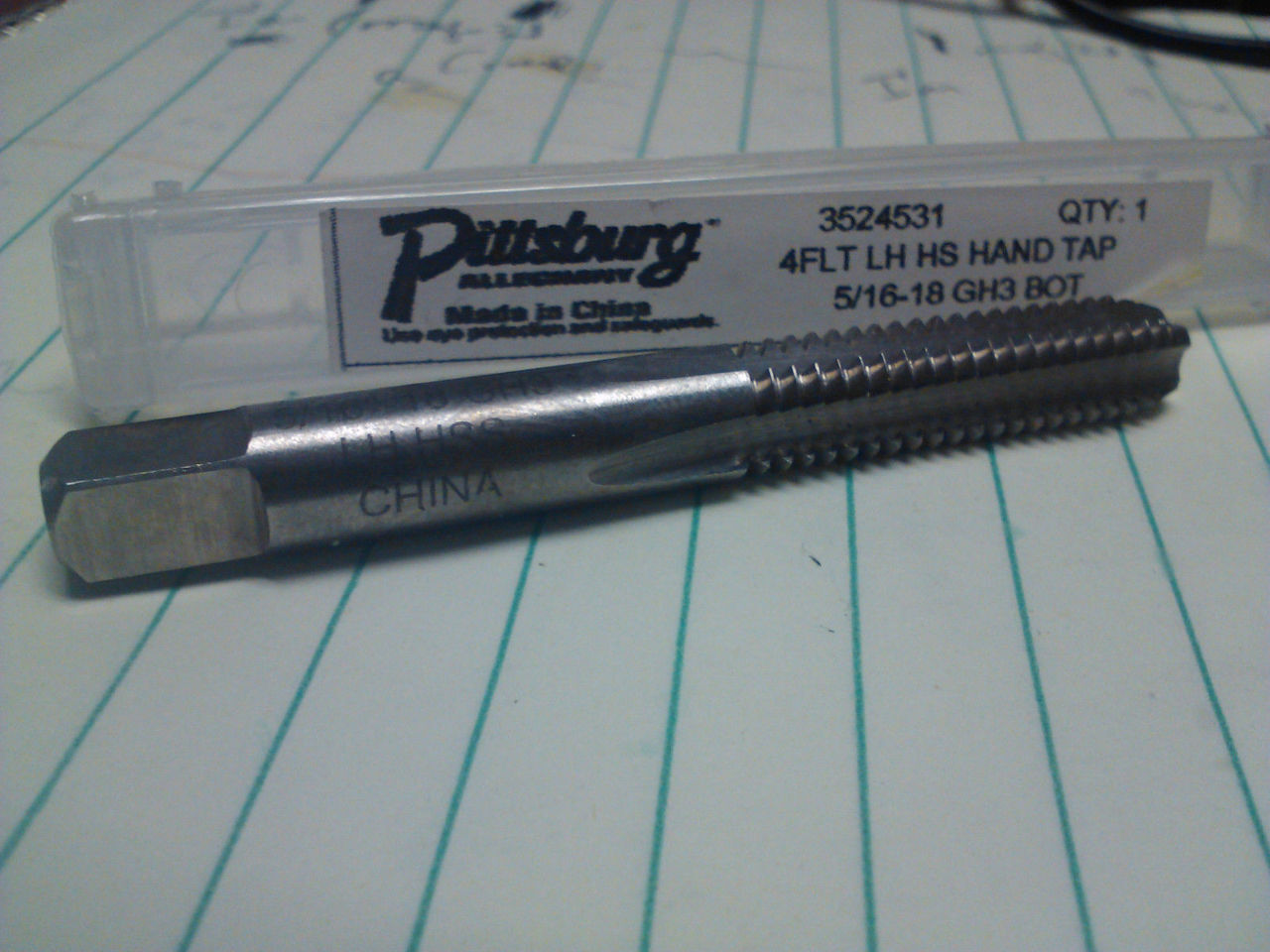 5/16-18 GH3 HIGH SPEED STEEL 4 FLUTE LEFT HAND BOTTOM TAP