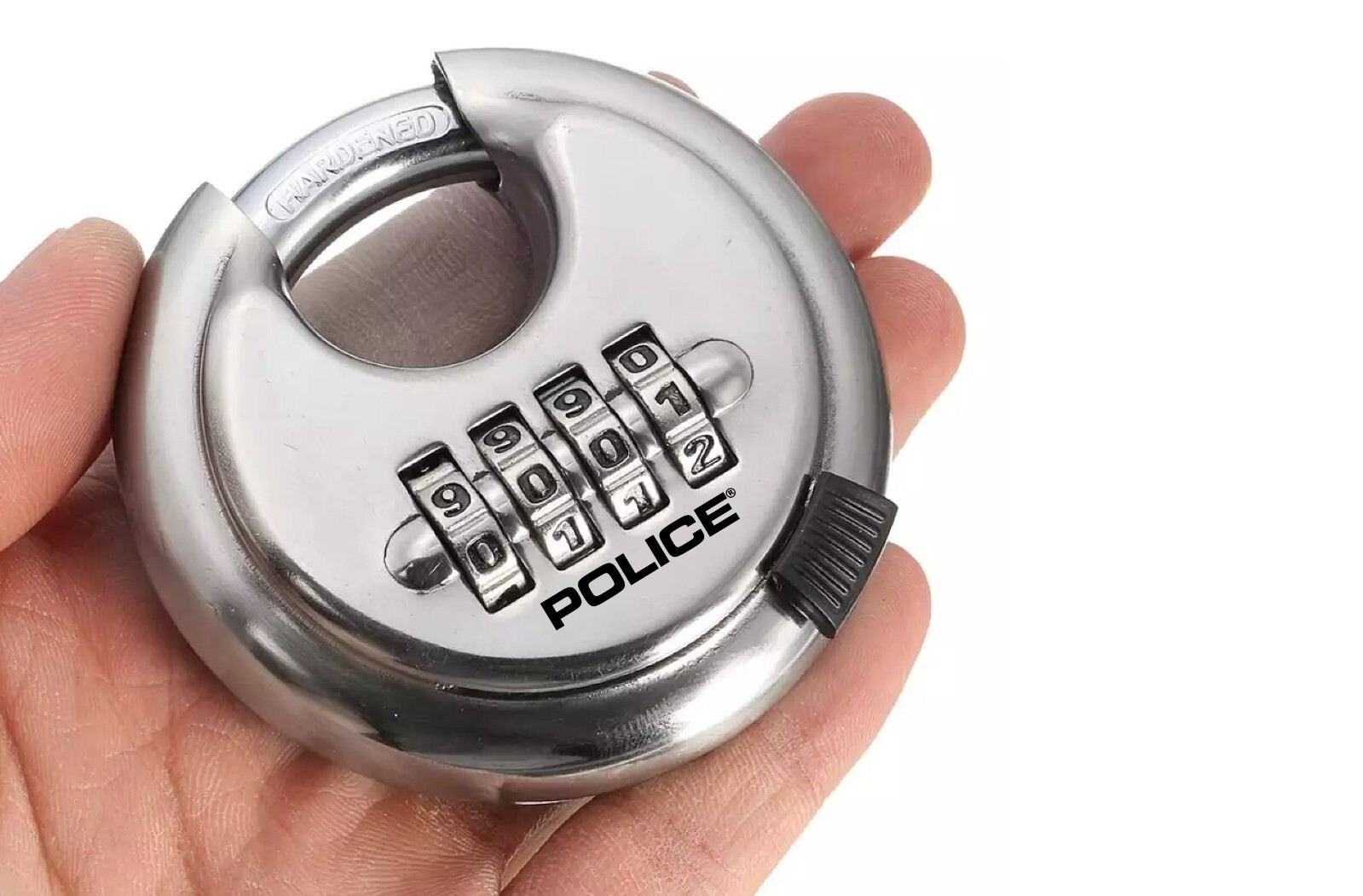 POLICE Combination Disc Padlock Stainless Steel Round Hardened Shackle Lock