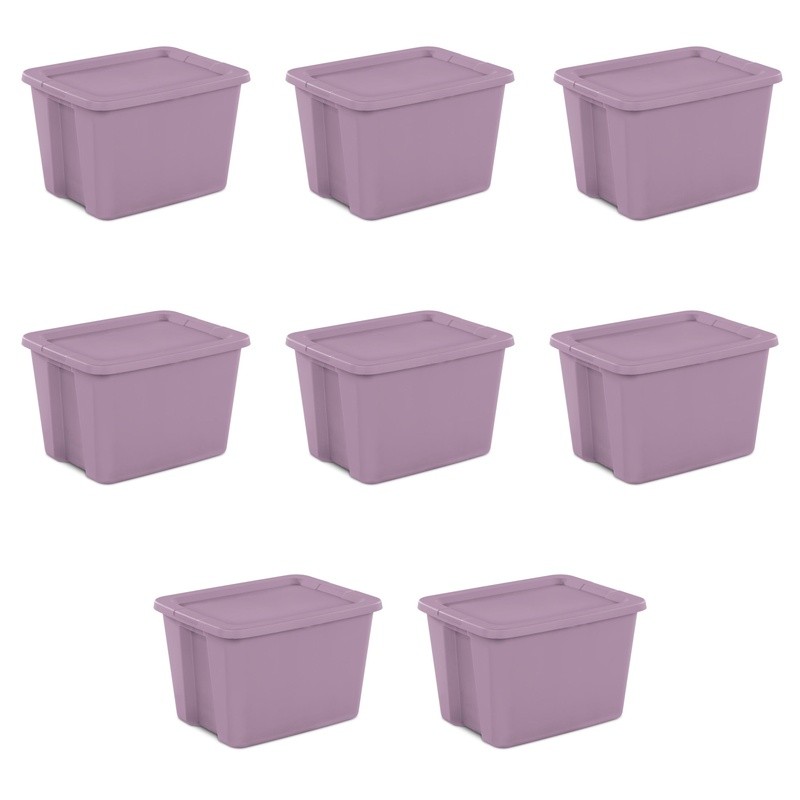 18 Gallon Stackable Storage Bins W/ Lid 8 Pack Plastic Totes W/ Handles New