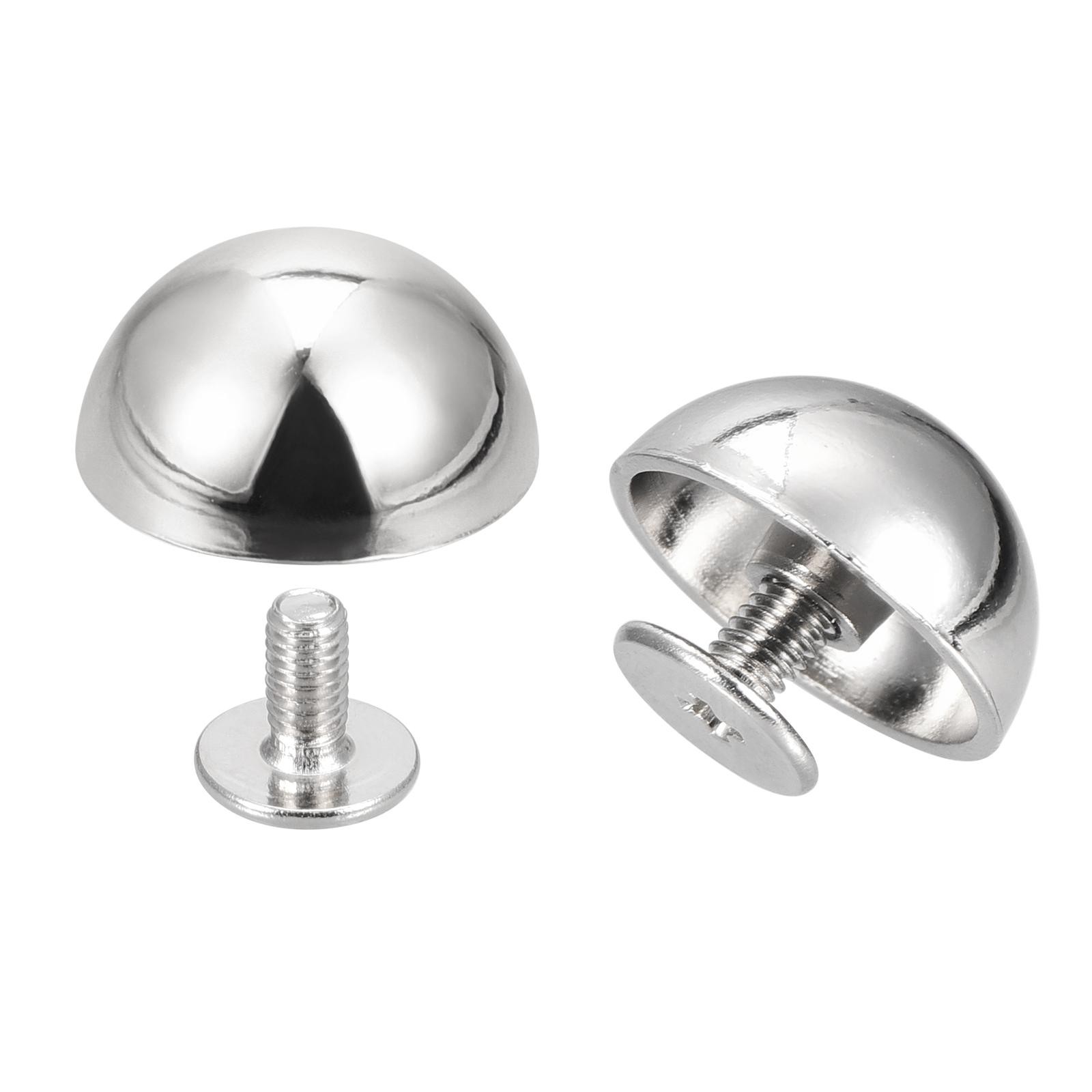15x7.5mm Screw Back Rivets Round Cable Head Leather Studs Silver 20 Sets