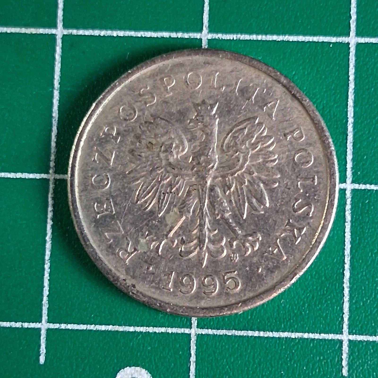 1995 Poland 1 Zloty Crowned White Eagle / Oak Leaf Wreath Copper-Nickel Coin