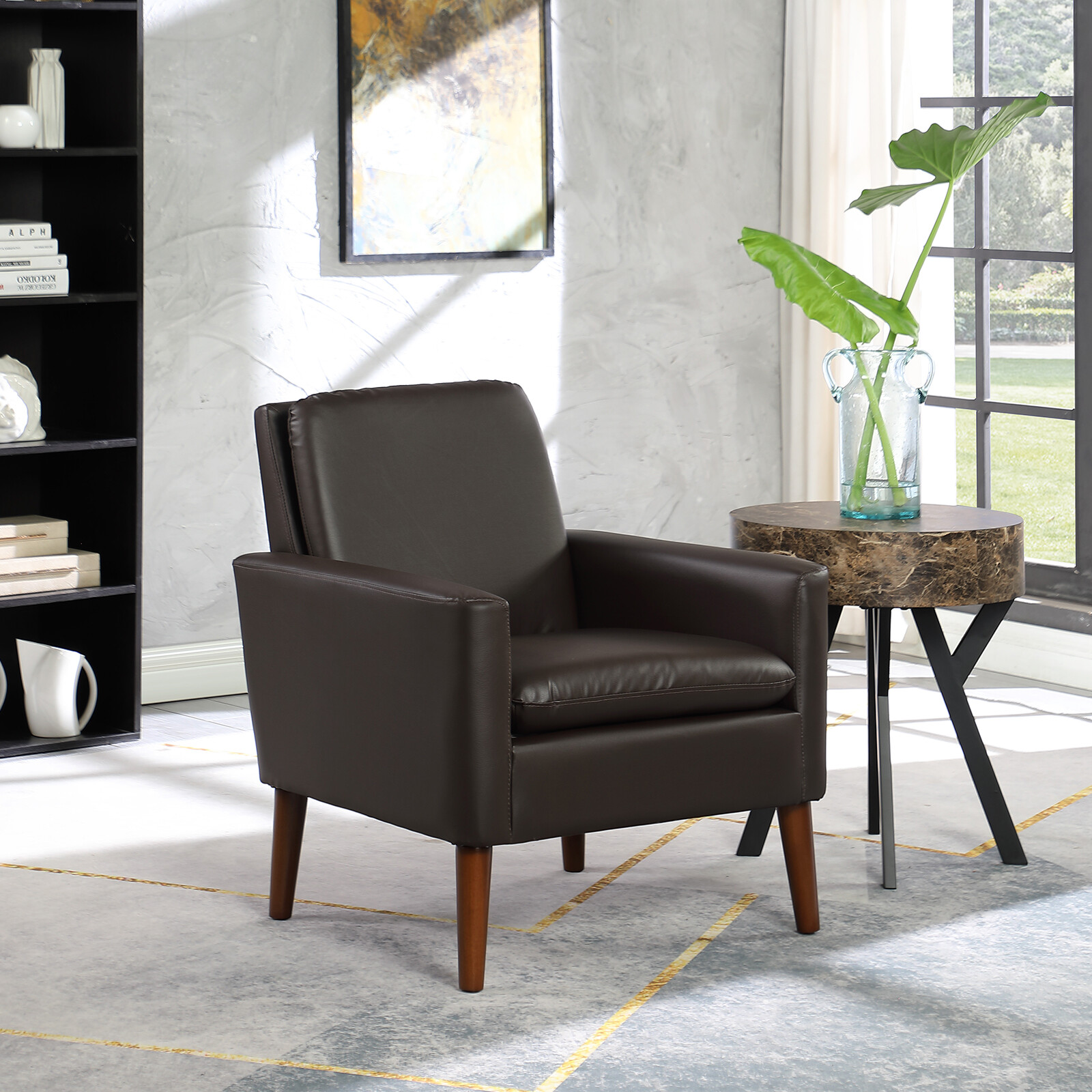 PU Leather Arm Chair Accent Single Sofa Modern Upholstered Living Room Armchair