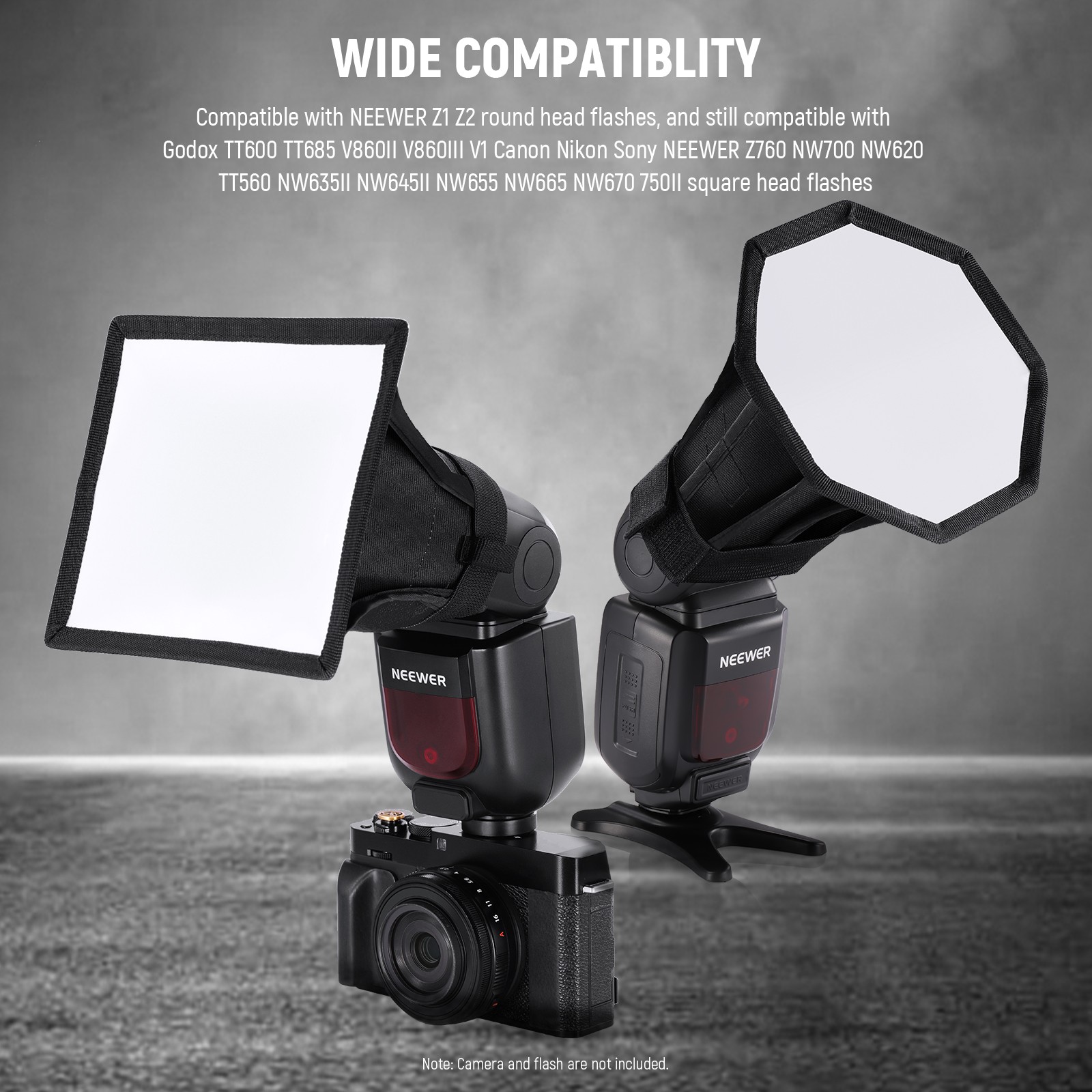 NEEWER NS5PD 2-Pack Flash Diffusers - Octagon/Rectangle for Godox