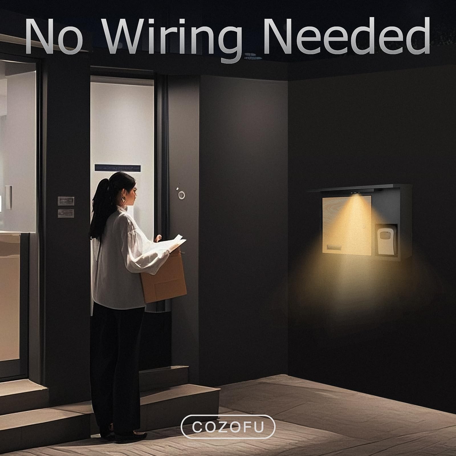 Solar Mailbox Wall-Mount Key Drop Box LED Lighting Lock Mail Box Brown