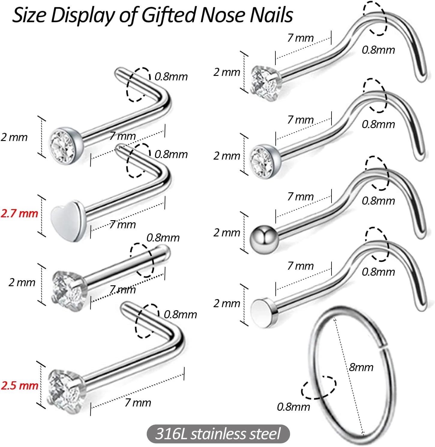 2 PCS Disposable Nose Piercing Gun Self Kit Nose...