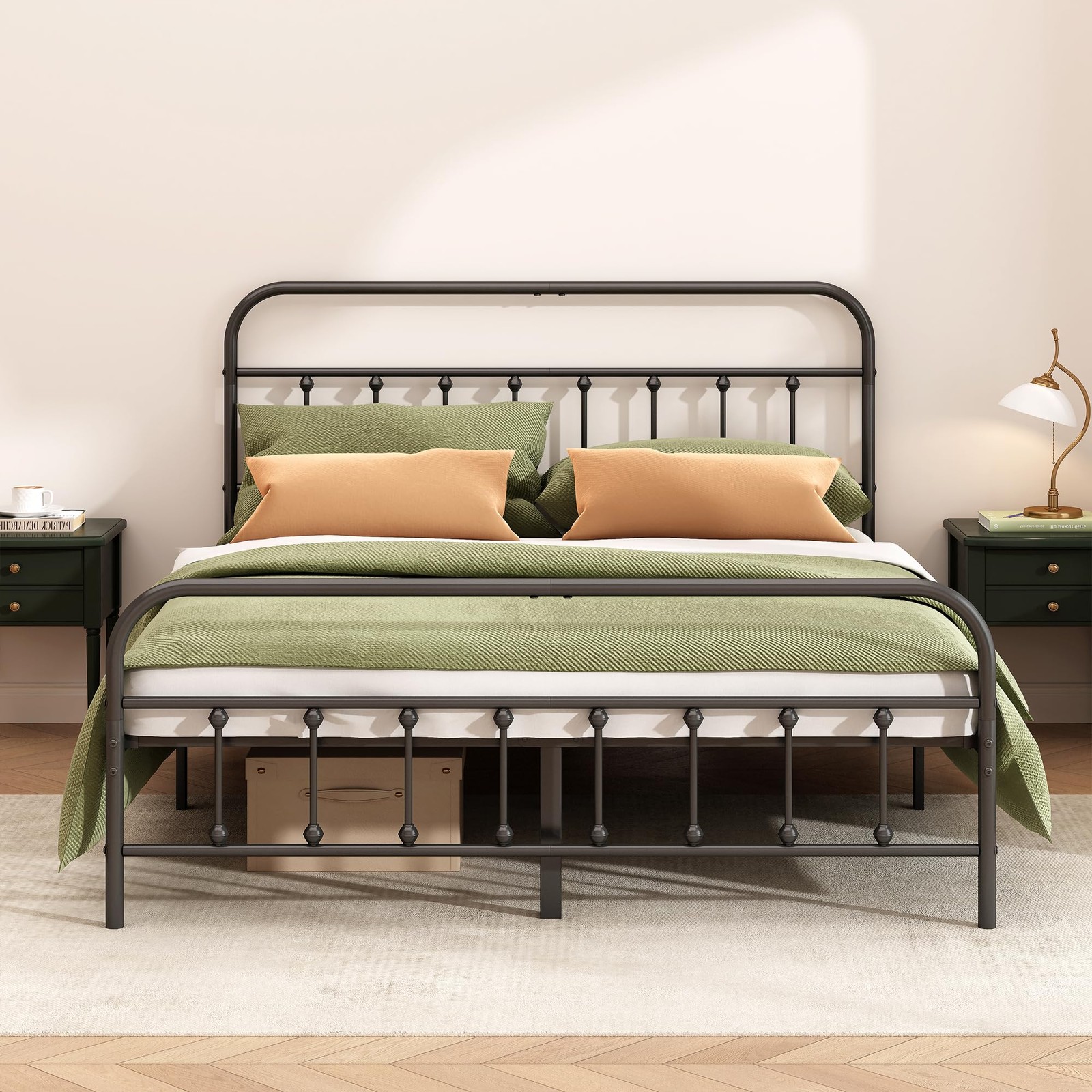 King Metal Bed Frame, Heavy Duty Steel Slat Support, No Box Spring Needed