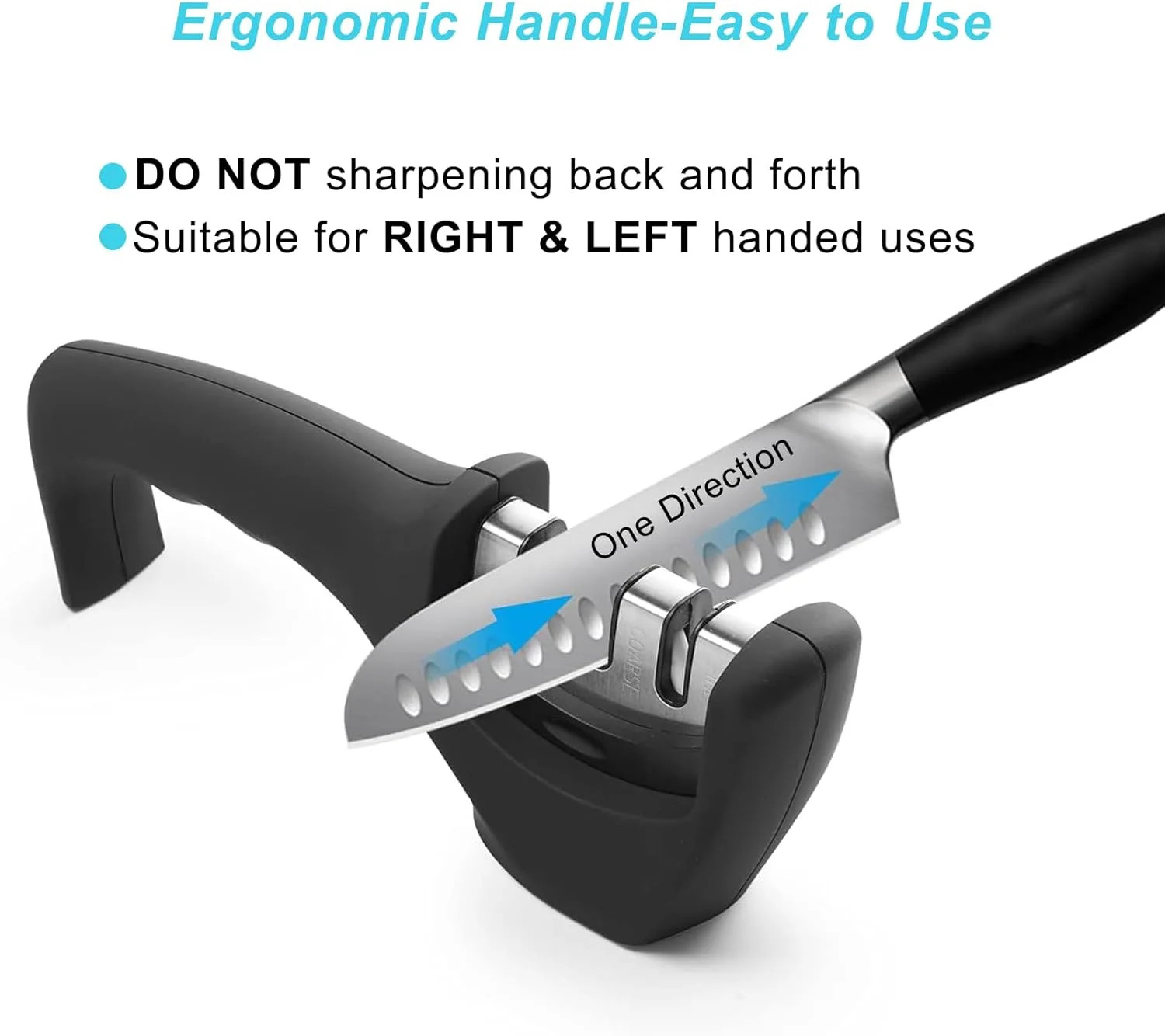 Kitchen Knife Sharpener with 3 Stages, Professional Manual Blade Sharpening Syst