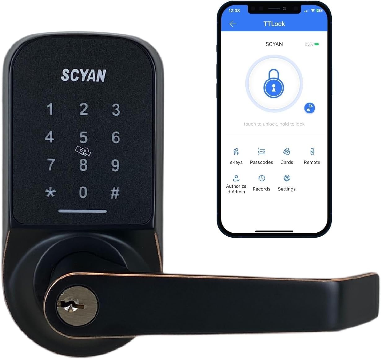 Elegant Smart Door Lock with Touchscreen Keypad - Keyless & Auto Locking