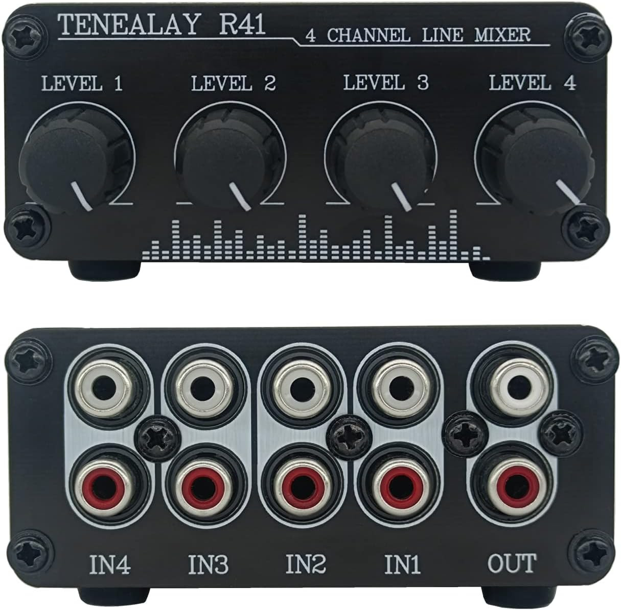 4-Channel RCA Audio Mixer Stereo Line Levels Control Box Mini Passive Mixer R41