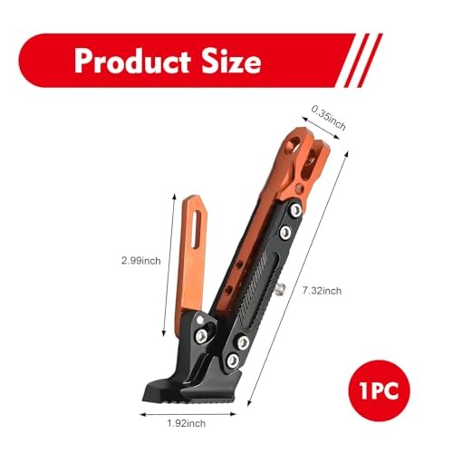 Motorcycle Kickstand, Height Adjustable CNC Alloy Side Stand with 1 PC Orange