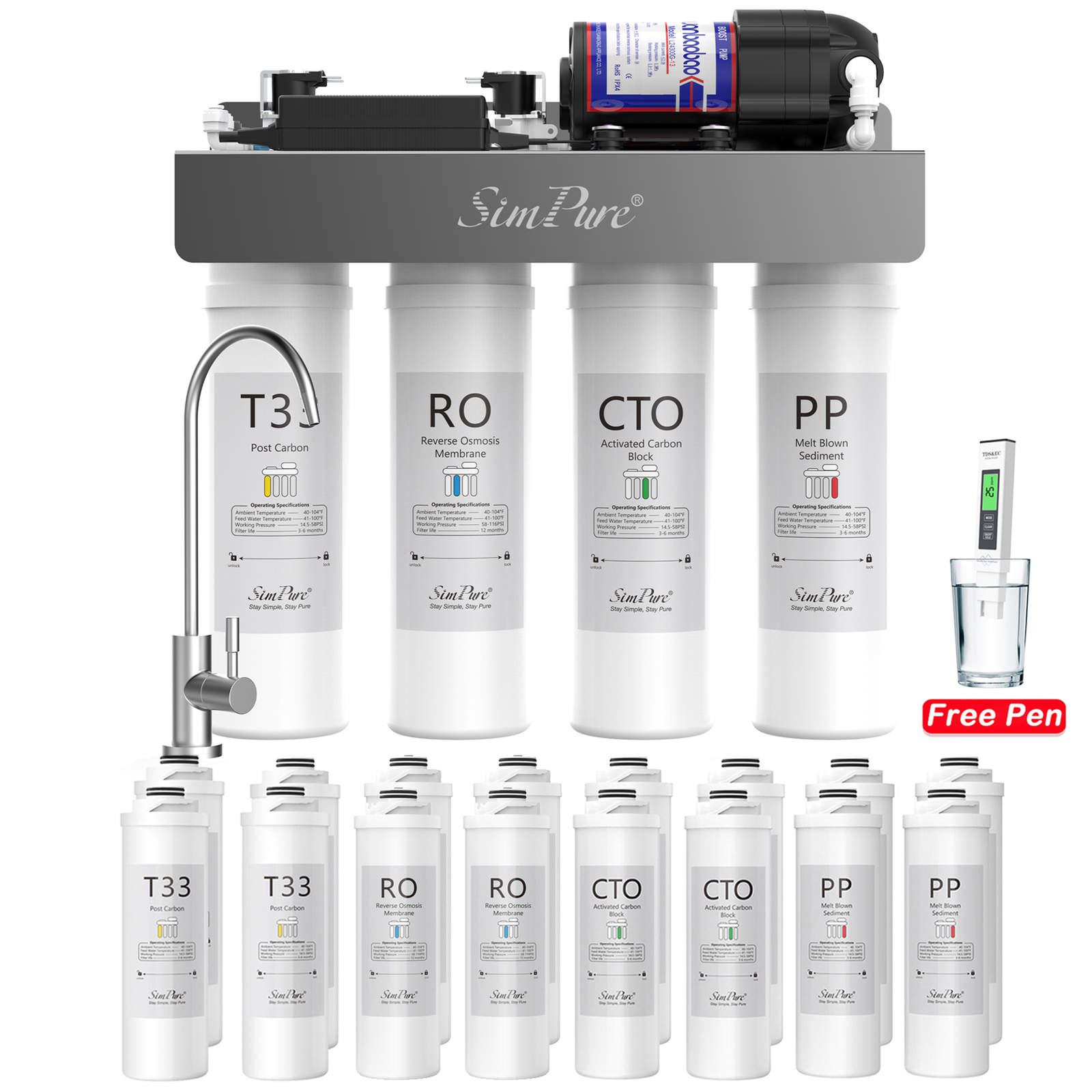 WP2-400GPD Reverse Osmosis Drinking Water Filter System Drinking Water 0 TDS