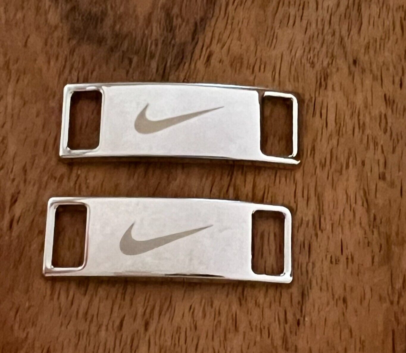Nike Replacement Lace Tags Shoe badge Silver Swoosh NEW DRIP