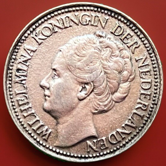 Netherlands 1/4 Gulden Silver Coin 1947, Queen Wilhelmina, Curacao Antilles.