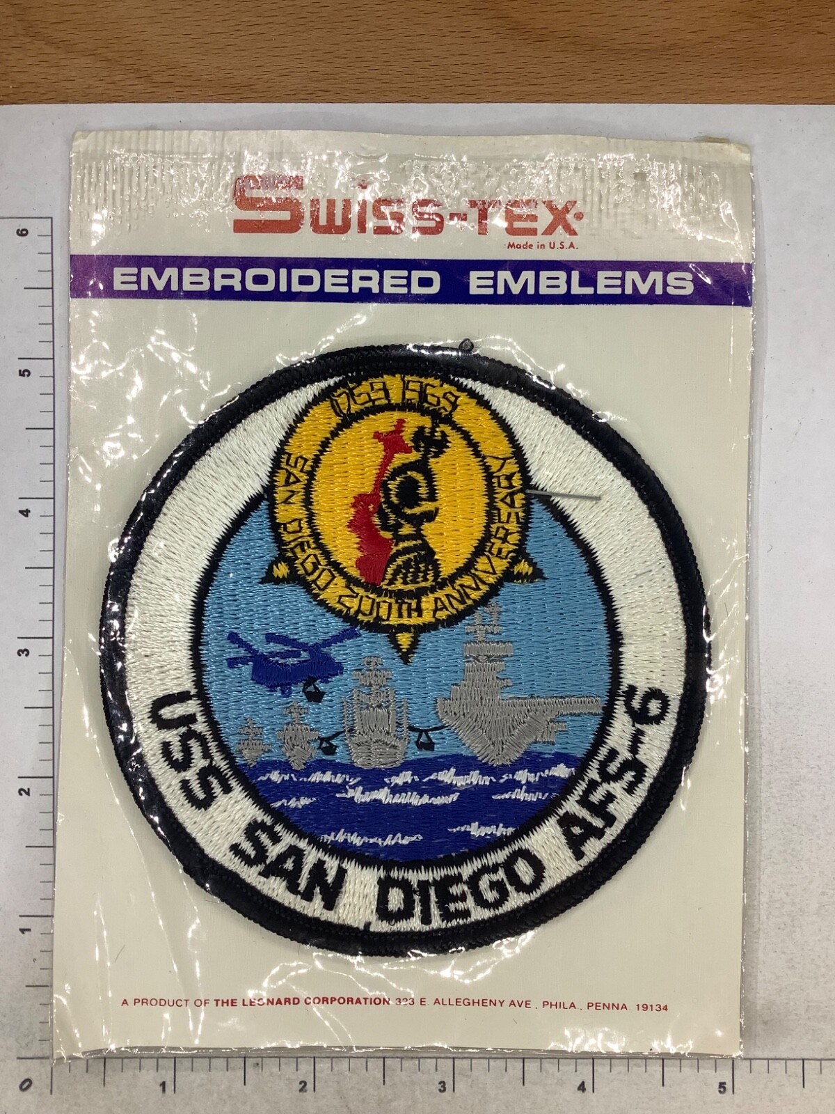 VINTAGE US NAVY USS SAN DIEGO AFS-6 200 YEAR ANNIVERSARY PATCH