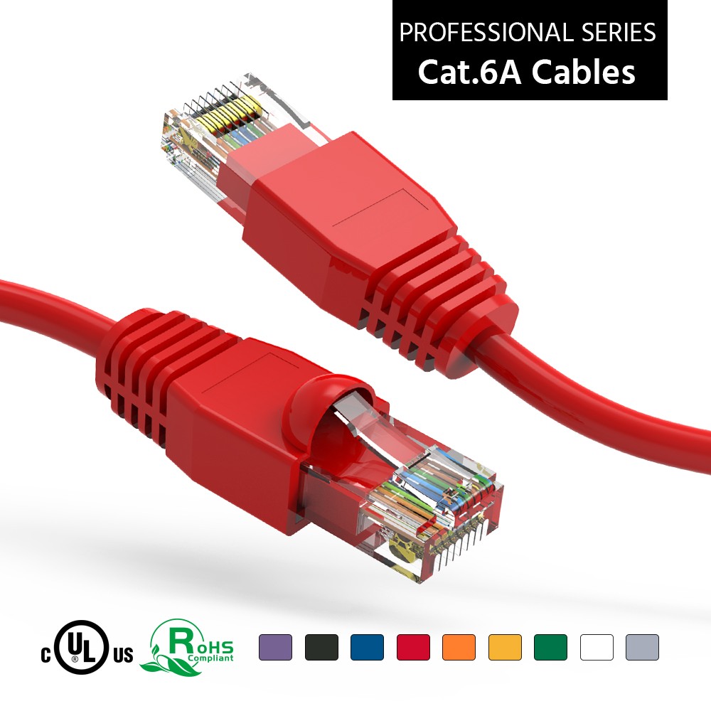 75Ft CAT6A UTP Ethernet Network Booted Cable Red