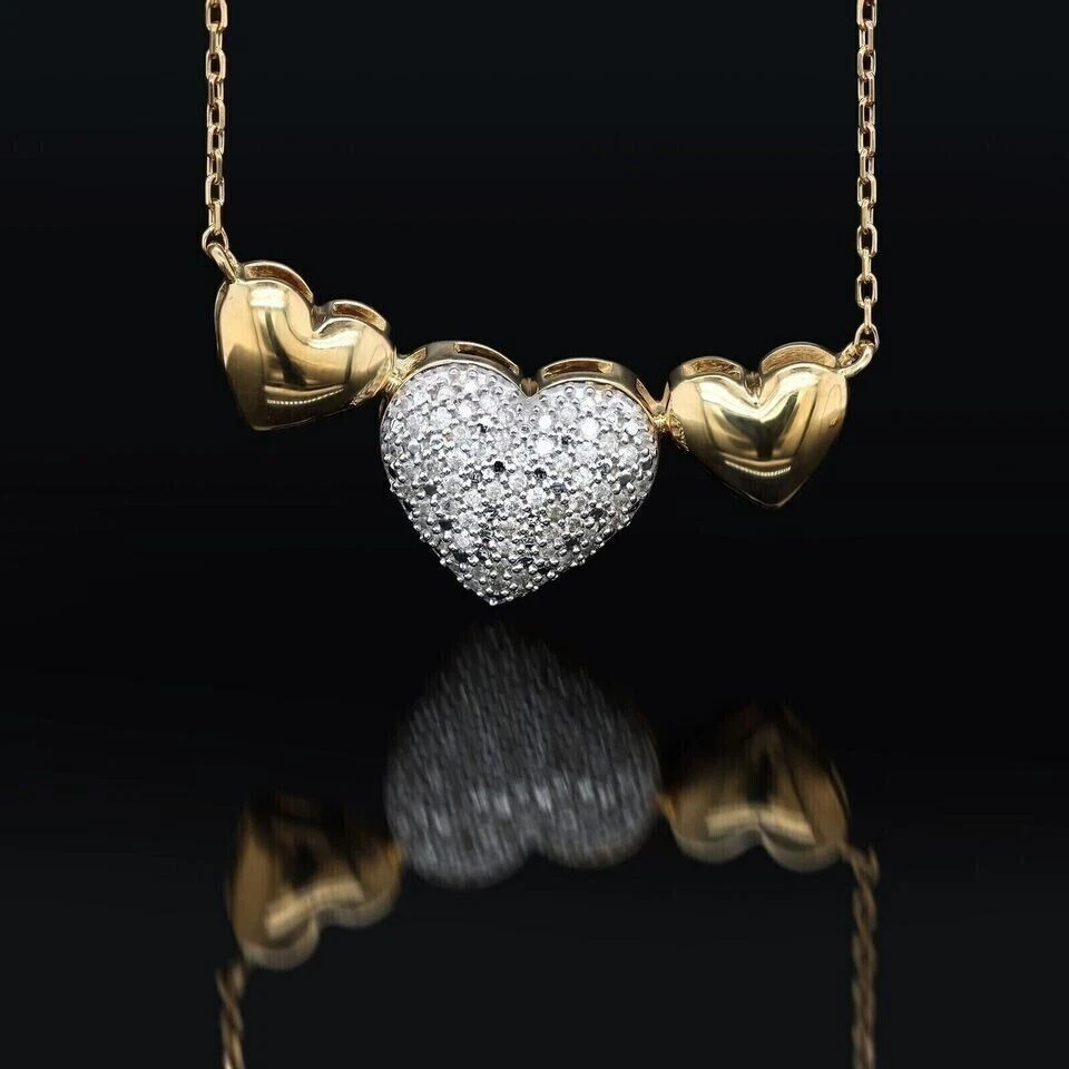 Women's Heart Shape Pendant 2Ct Round Lab Created Diamond 14K Yellow Gold Plated